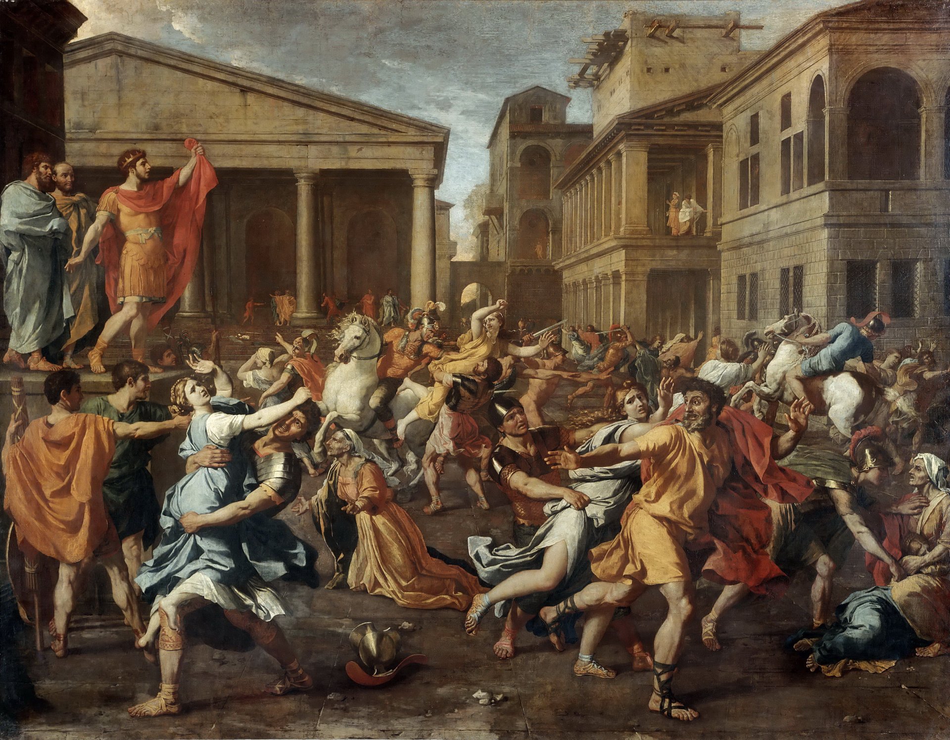 rapto de sabinas nicolas poussin pintor francés pintura lienzo óleo louvre parís