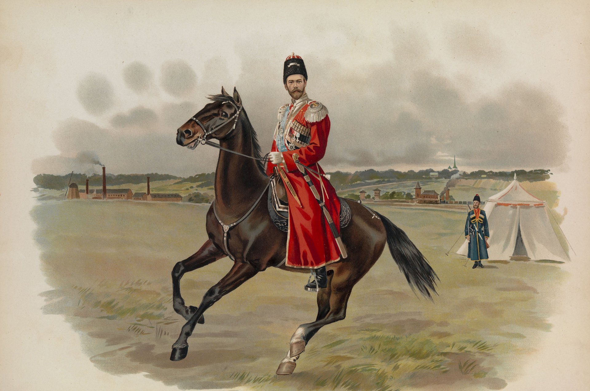 nicolas ii empereur de toute la russie cheval uniforme de cosaque peinture