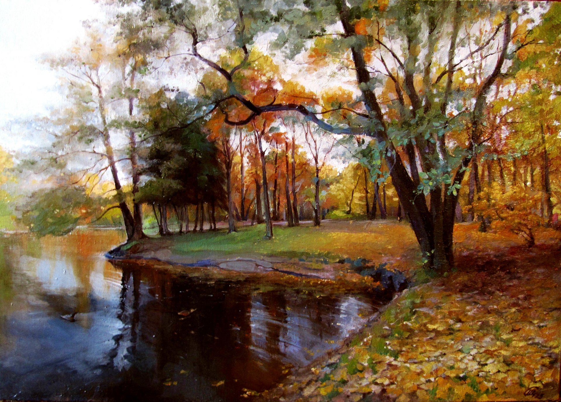 otoño pintura lienzo óleo