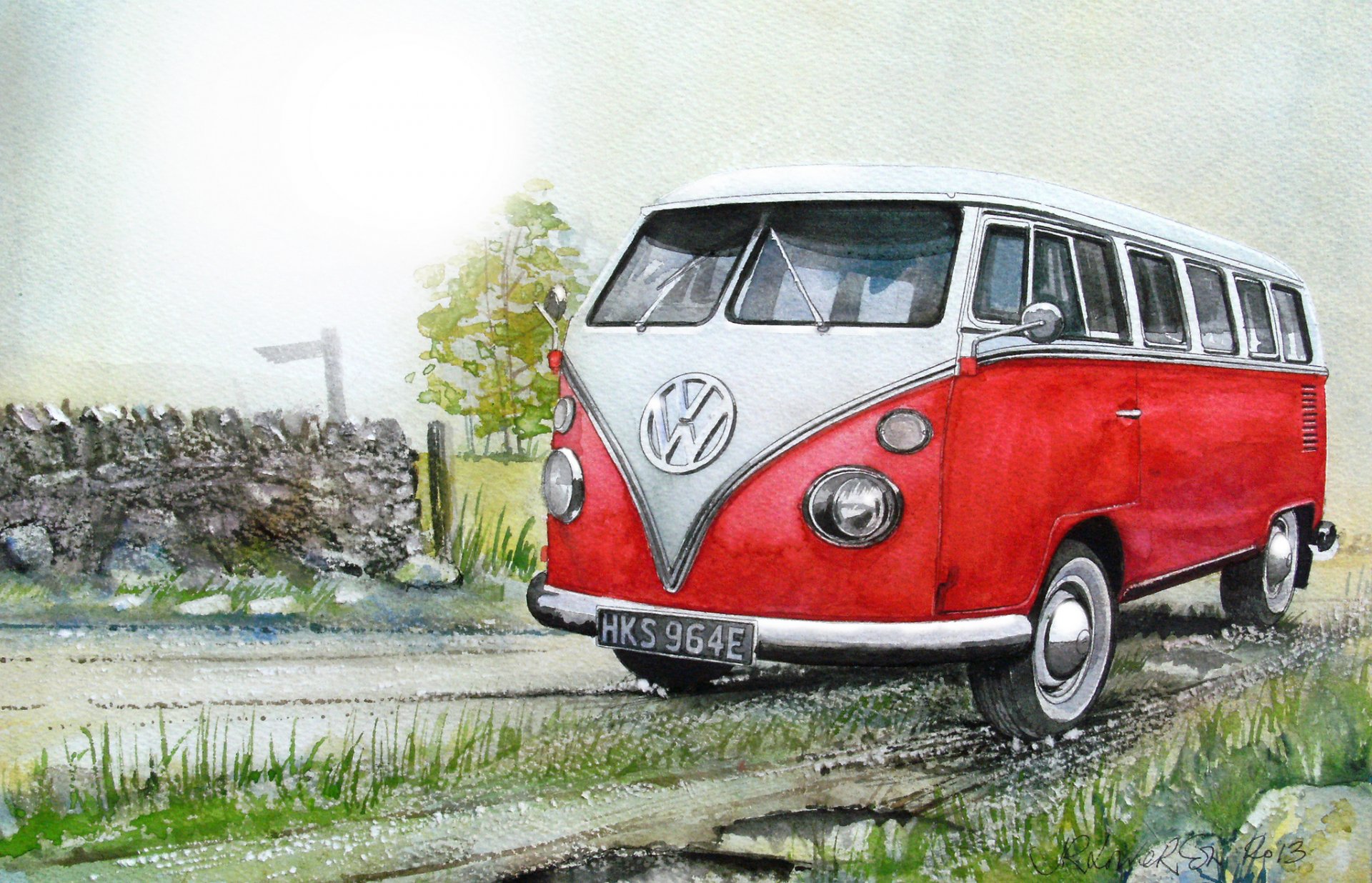 volkswagen volkswagen transportador 2 tipos auto coche minibús pintura dibujo