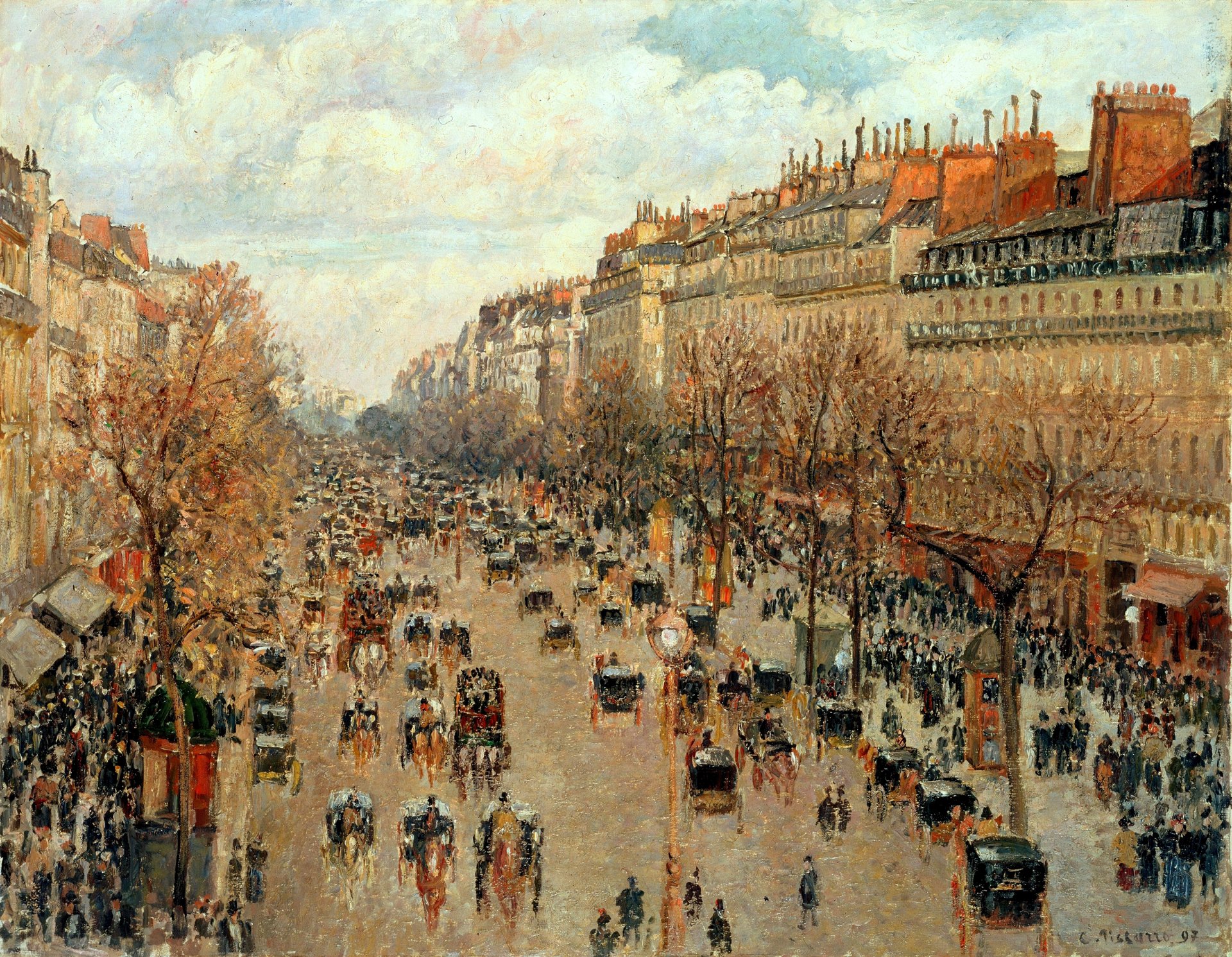 camille pissarro boulevard montmartre w paryżu obraz ulica miasto francja