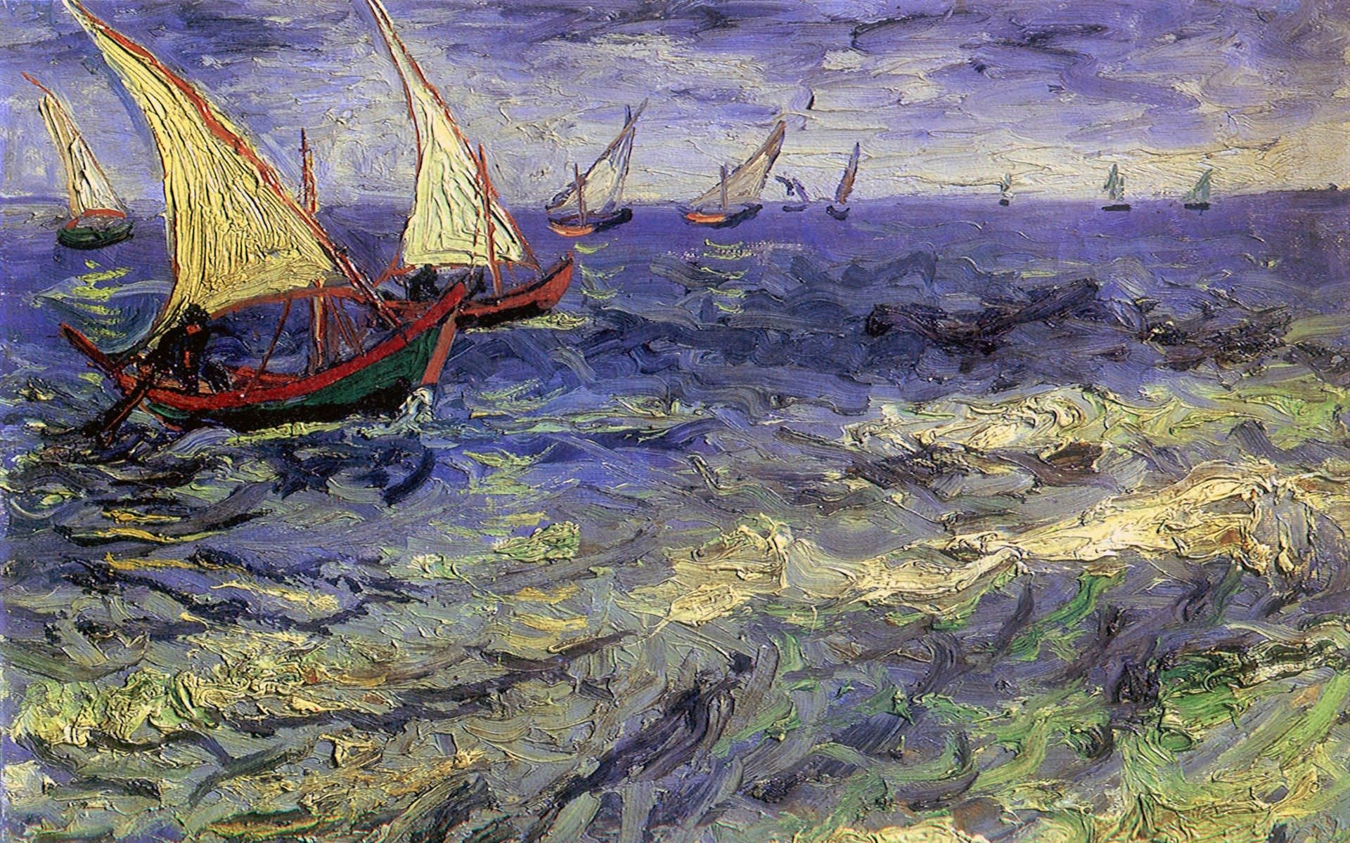 vincent van gogh landschaft bild himmel meer wellen boot