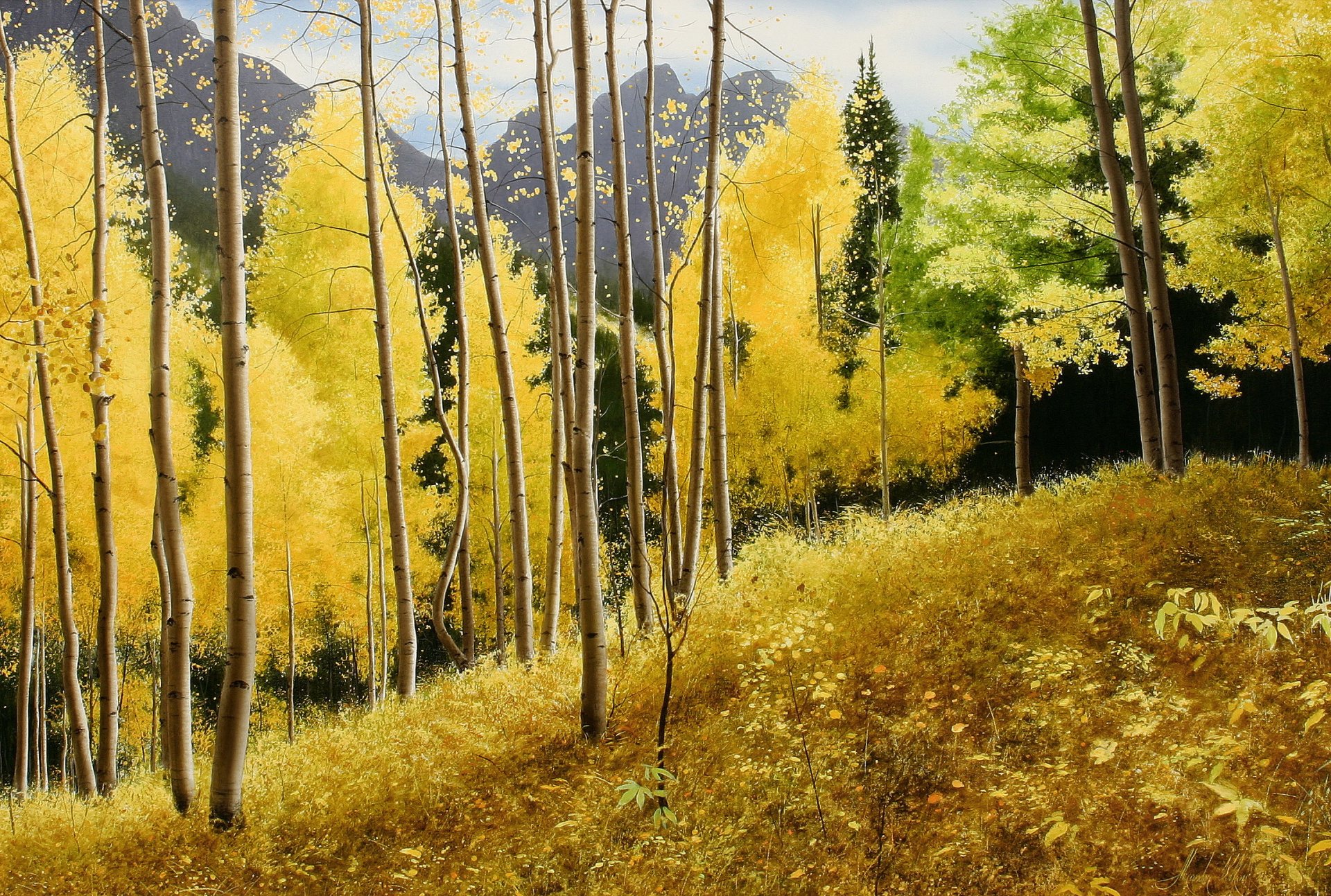 autunno settembre pittura montagne pace aspen