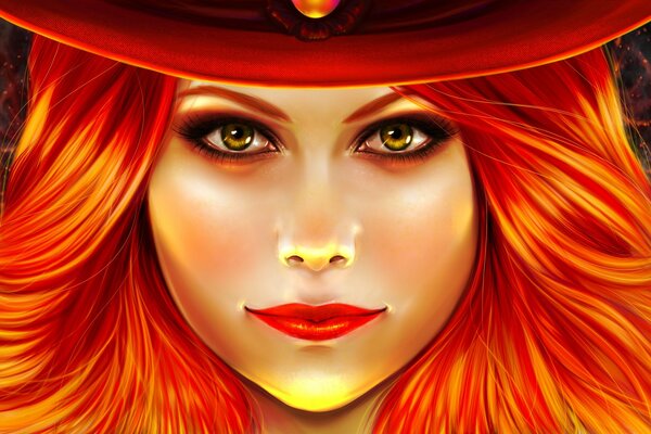 Fiery redhead beauty with a fatal look