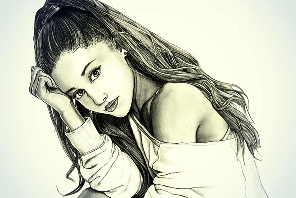 Dibujo a lápiz de Ariana grande