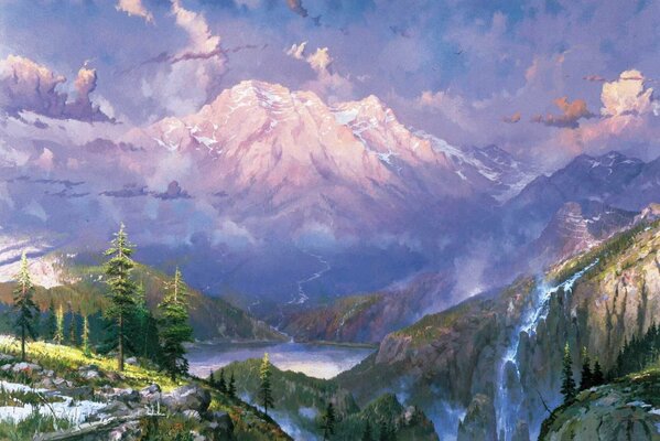Paesaggio della natura in montagne e laghi
