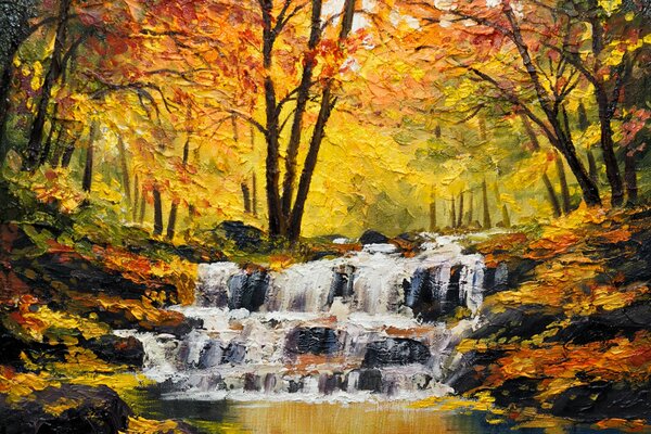 Waterfall in the autumn forest