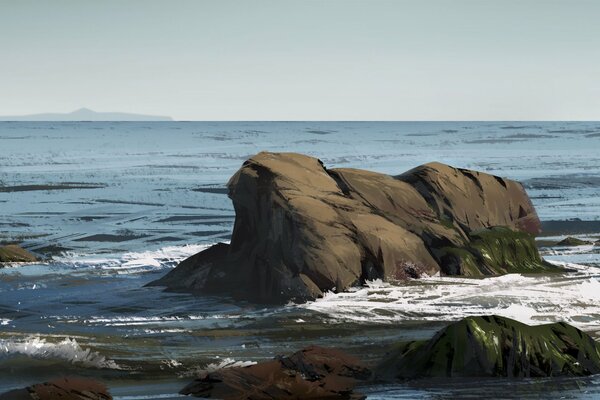 Paesaggio della natura sul mare con la pietra