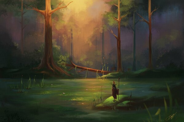 Art landscape of a painted swamp