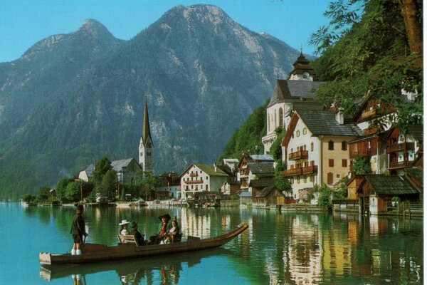 A picturesque town on the shore of the lake