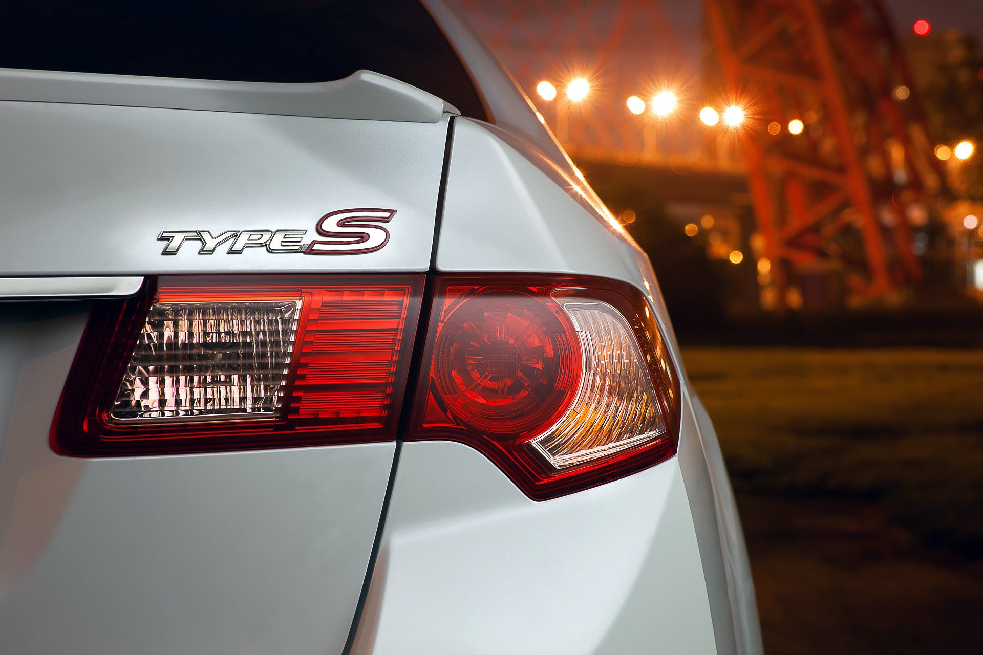 honda accord 8 type-s honda type-s white premium sports sedan headlight right rear evening city multicolored lights blur wallpaper