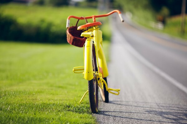 Bicicleta para niños dejada a un lado de la carretera