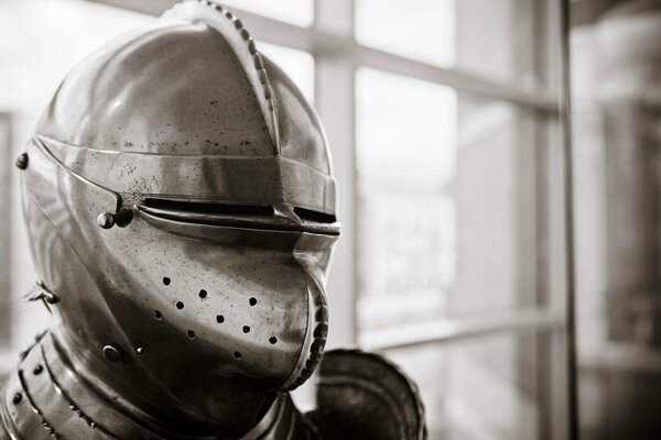 Iron armor on the background of the window