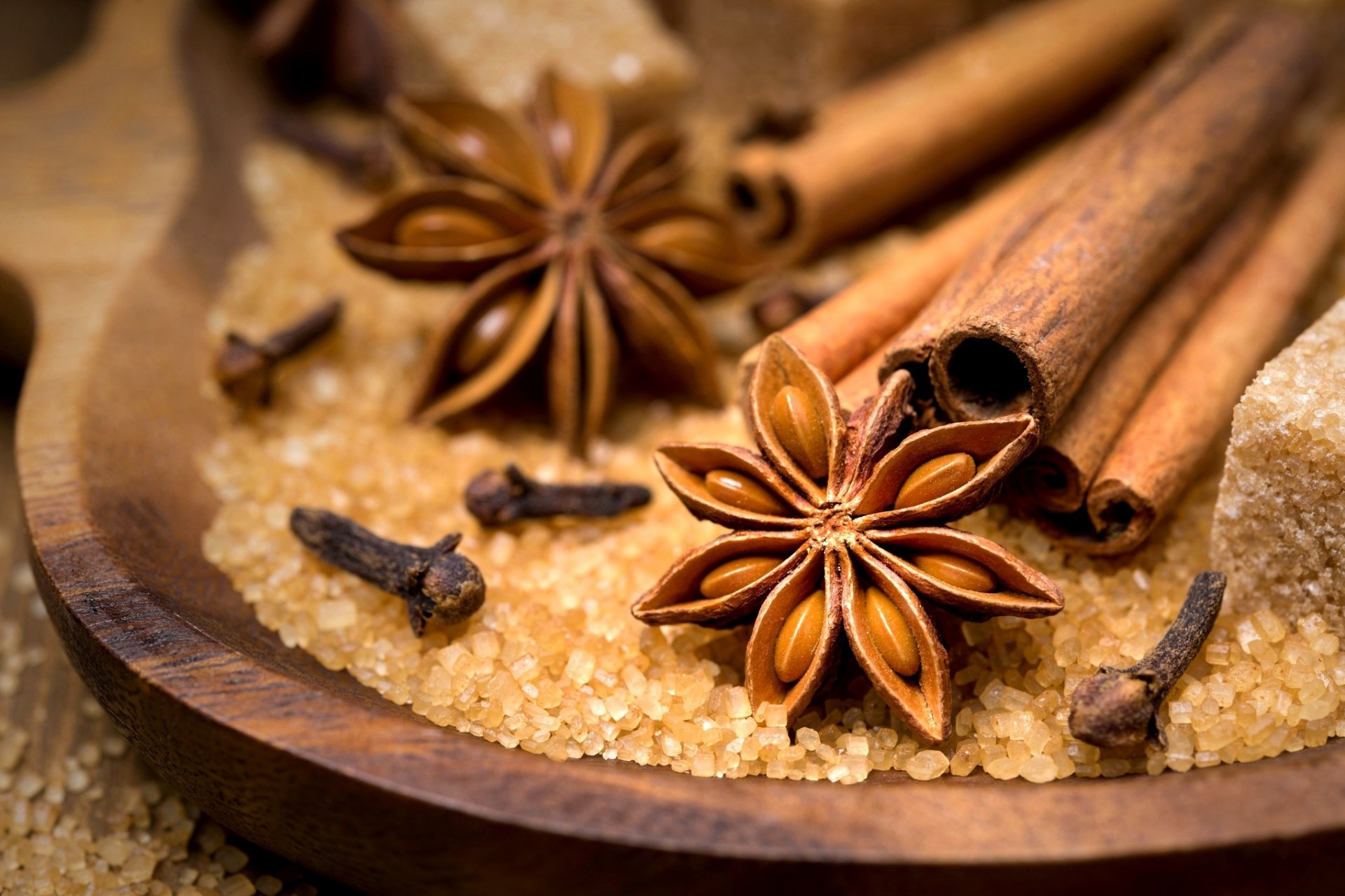 anise starry star anise cloves sticks cinnamon sugar spices spices bowl