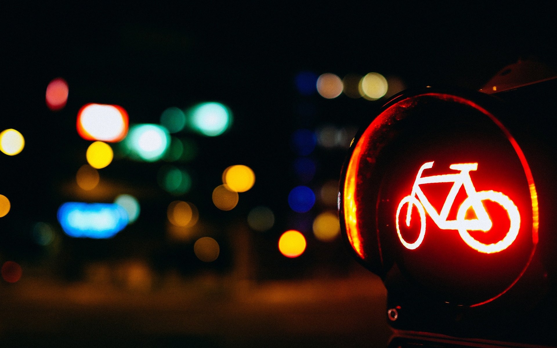 makro straßenschild lichter fahrrad rot straße unschärfe bokeh hintergrund makro tapete widescreen vollbild widescreen