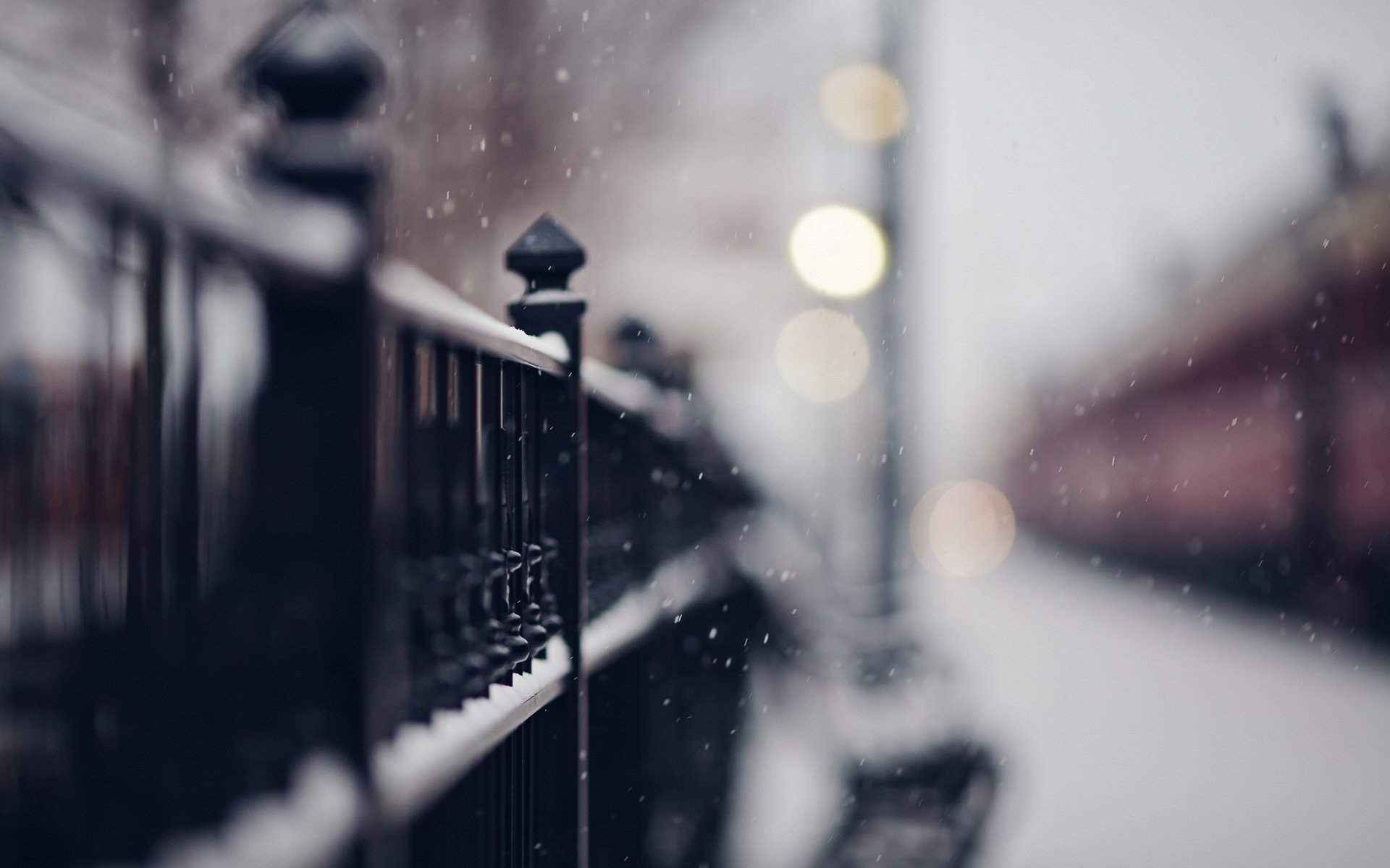 fence snow close up