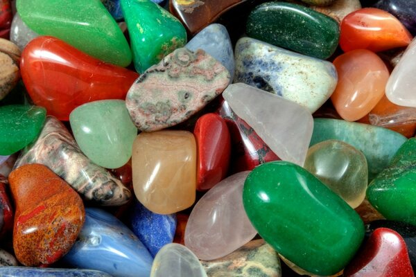 The beauty of nature amazes with colored stones and minerals