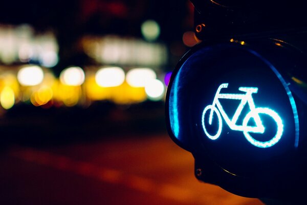 Neonowy wskaźnik ze znakiem rowerowym