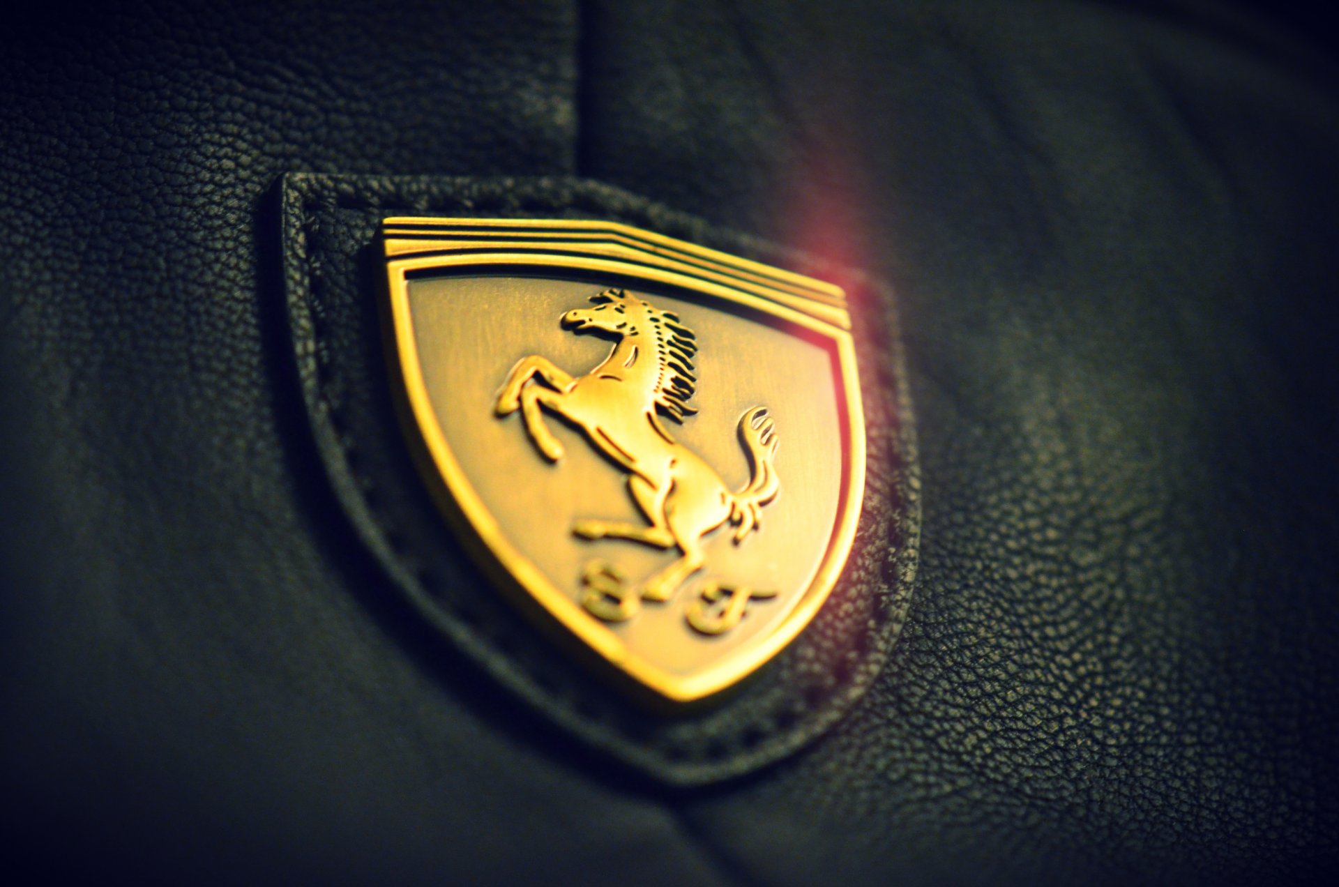 macro cuoio oro logo ferrari ferrari