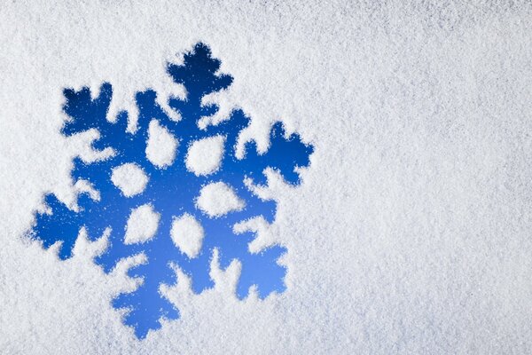 Winter snowflake in the snow