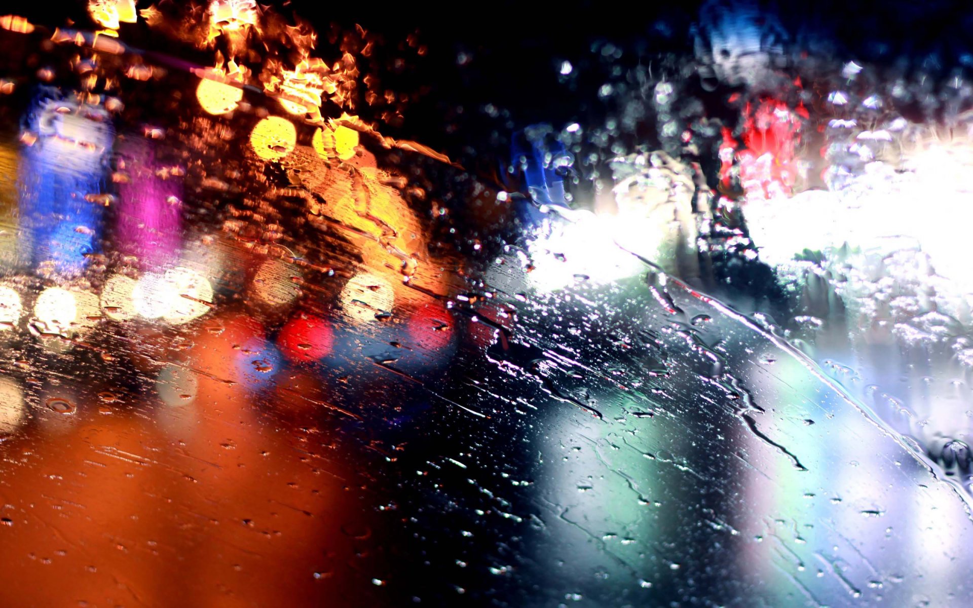 rain glass bokeh light