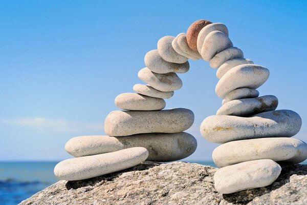 A bridge made of white pebbles. Macro shooting