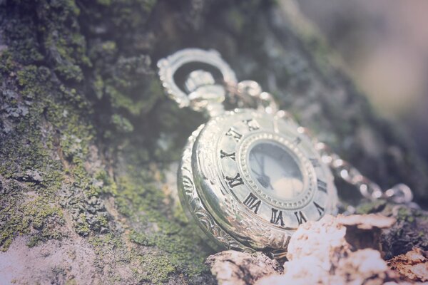 Vintage-Uhr im Bergfelsen