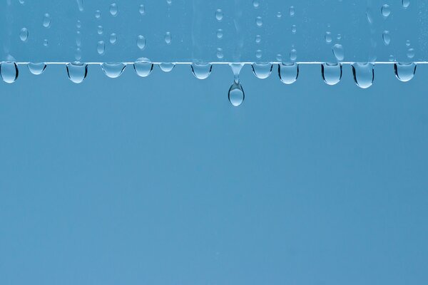 Drops in macro on a blue background