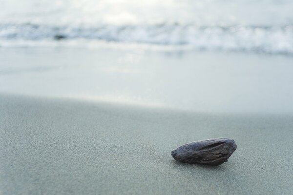 Piedra gris en la orilla del mar