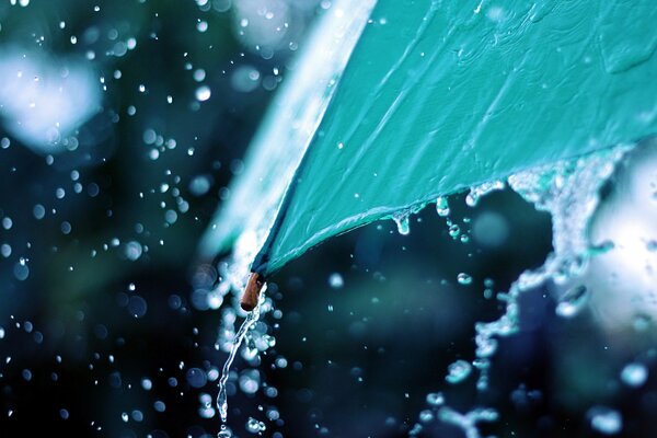 Raindrops dripping from an umbrella