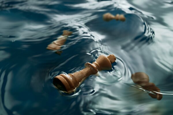 Schachfiguren ins Wasser gefallen