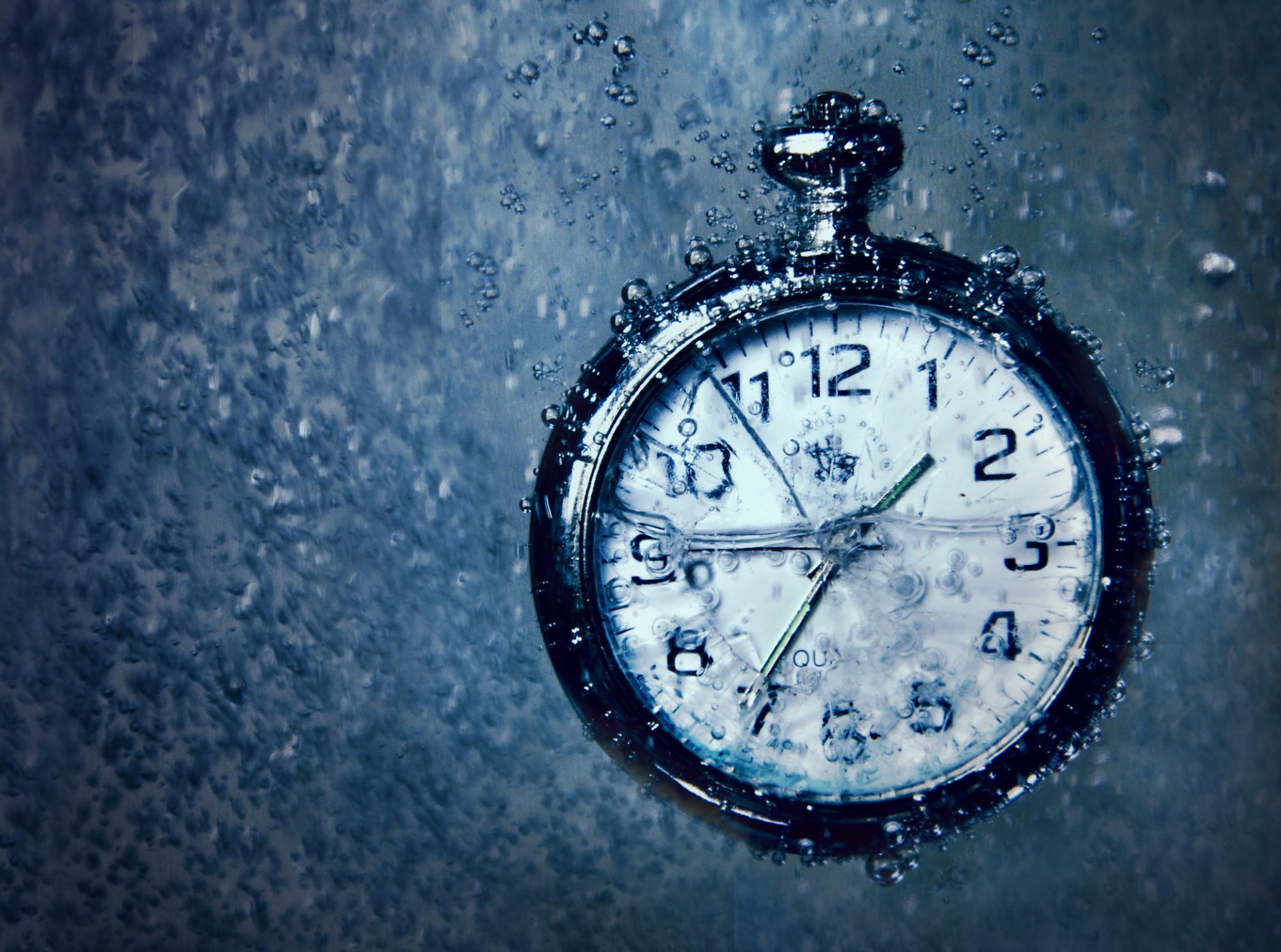 reloj macro agua burbujas tiempo bajo el agua