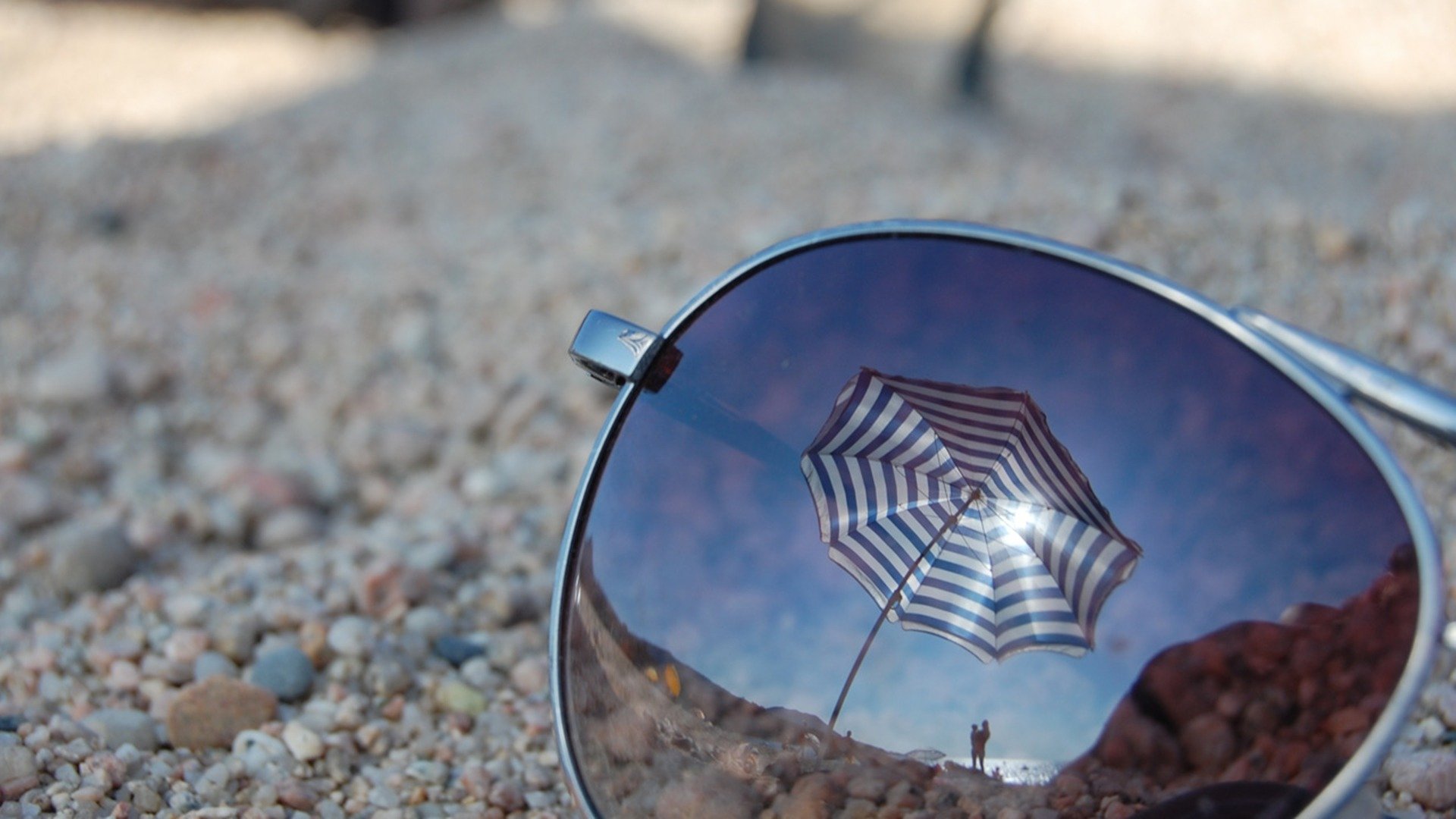 okulary odbicie szkło makro plaża parasol