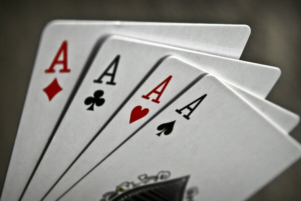 Four card Aces close-up