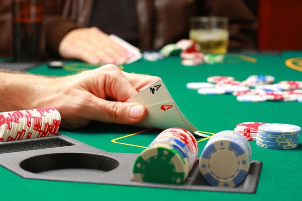 People play poker in a casino