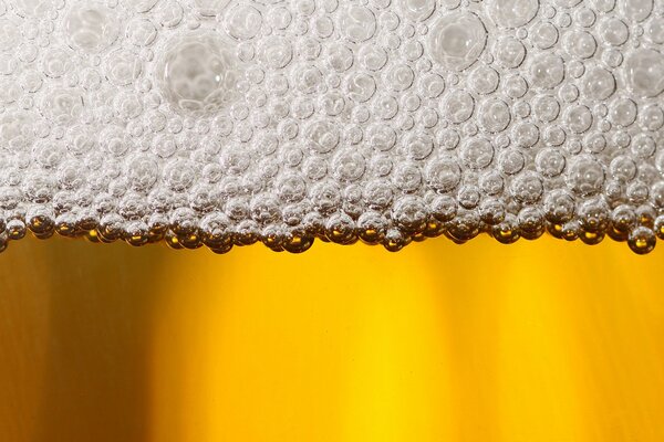 Small bubbles on the foam in beer