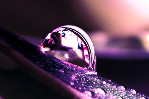 A drop of water in lilac color