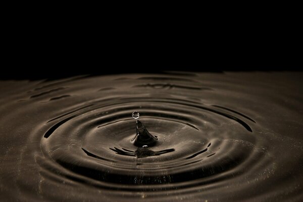 Gota brillante en la superficie del agua