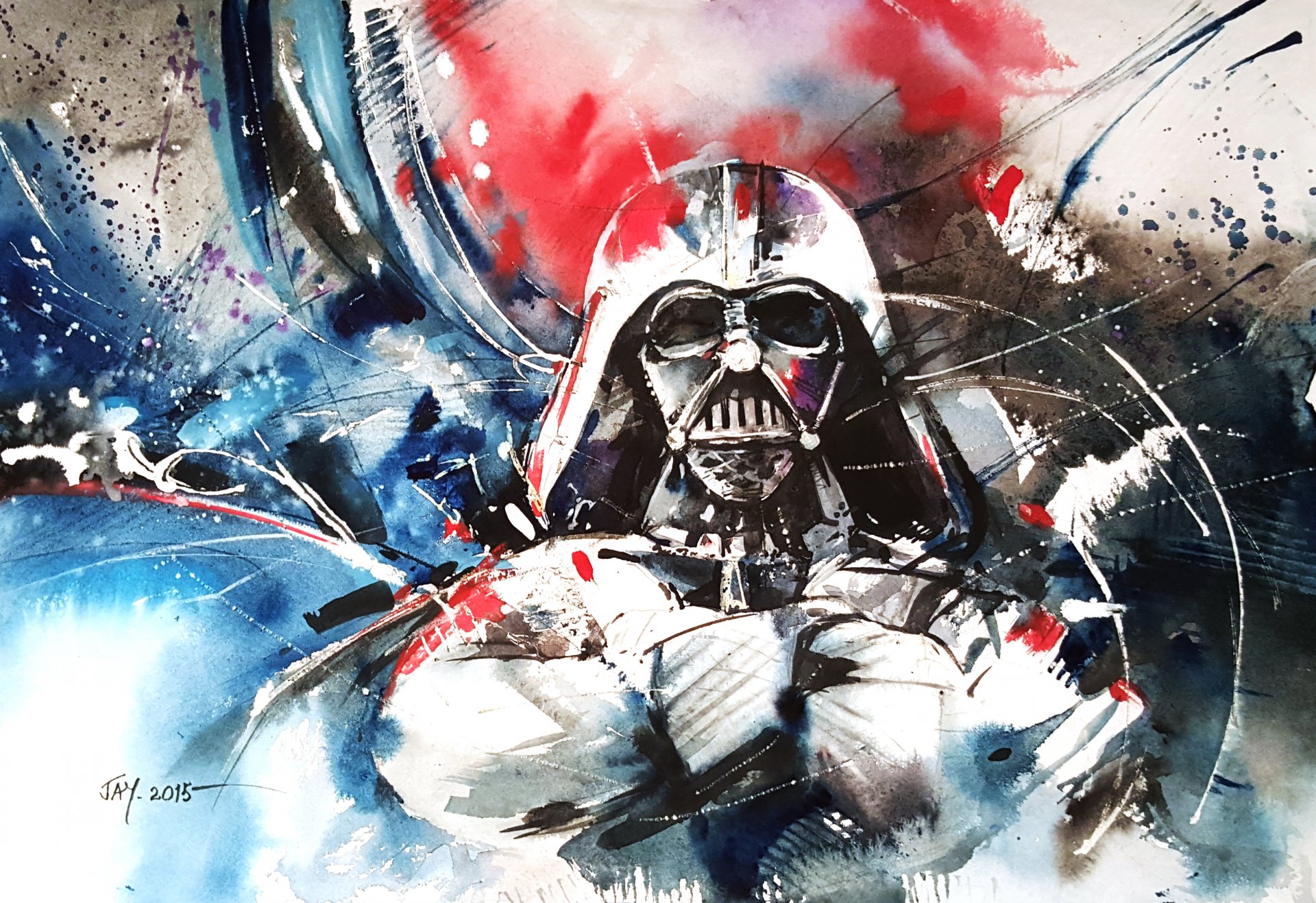 disegno darth vader star wars casco vernice mani posa