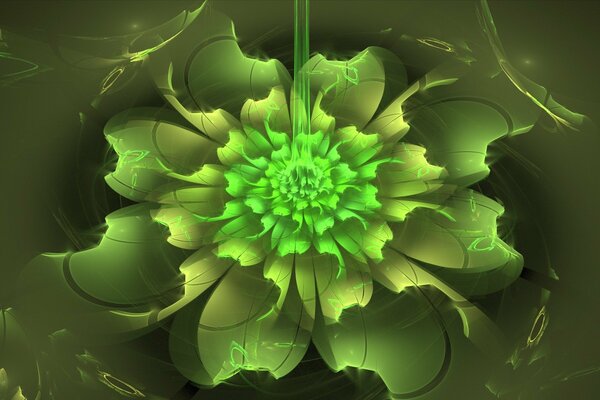 Абстрактный яркий зелёный цветок