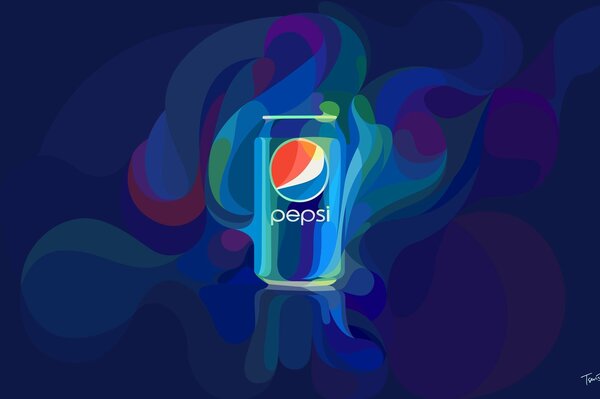 Bere Pepsi su sfondo blu