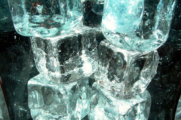 Shimmering ice cubes in the photo