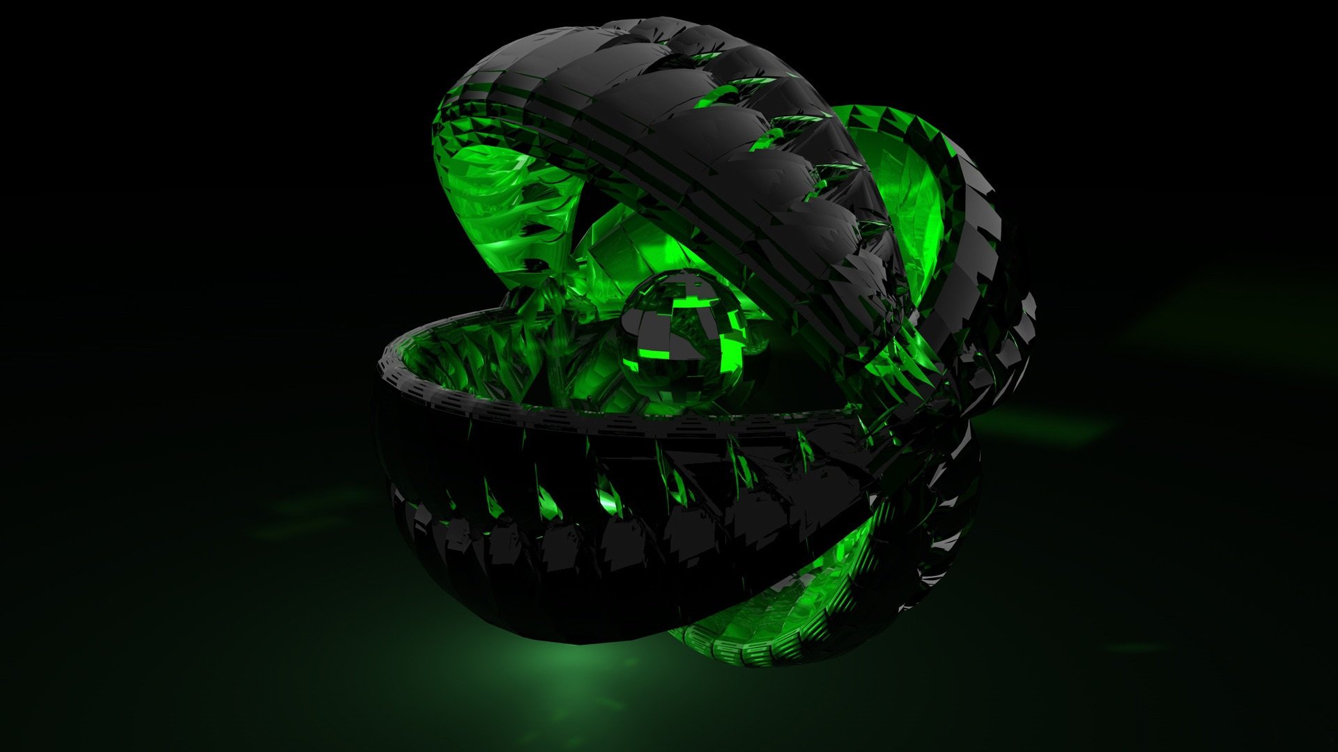 3d abstract black green ball