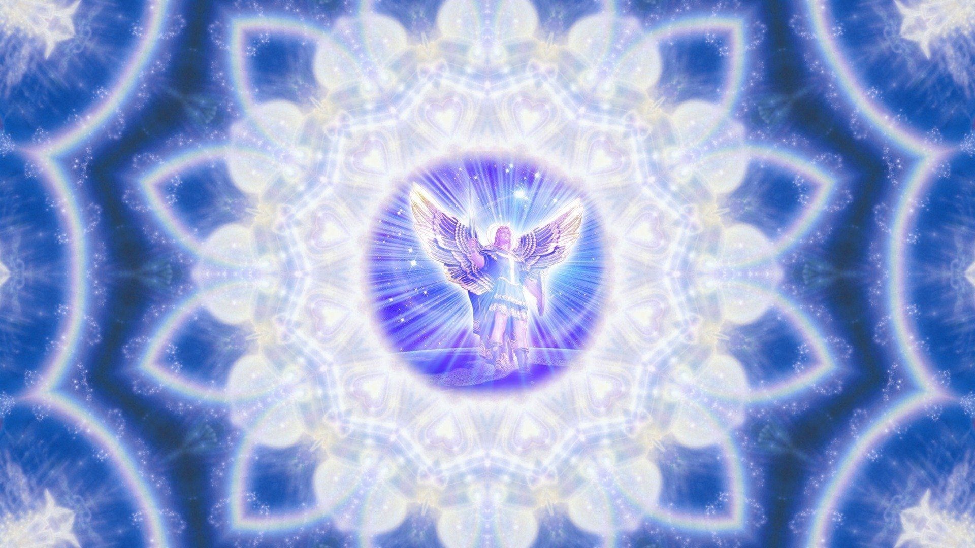 archangel michael archangel angel abstract mandala heart lights light sphere circle pattern glow background textures graphics figure