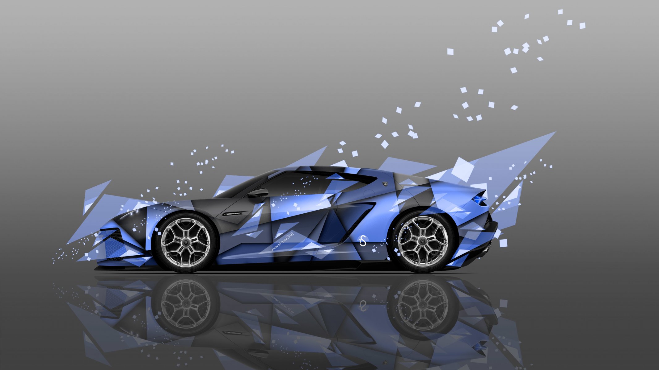 tony cohan lamborghini asterion supersamochód hybryda strona streszczenie airbrush niebieski kolory el tony cars design sztuka styl photoshop 4k tapeta auto supersamochody lamborghini widok z boku niebieski samochód niebieski aeros