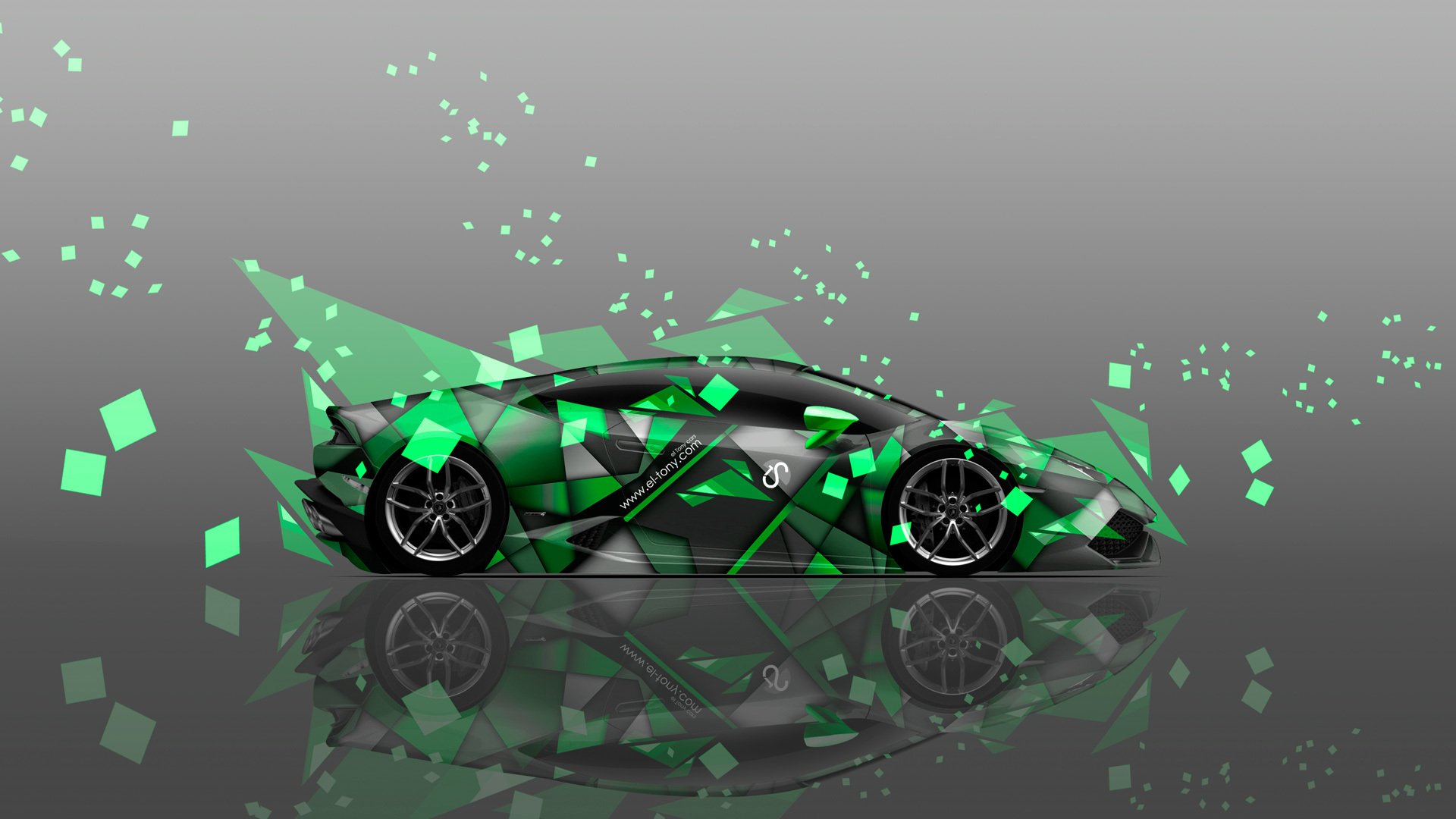 tony cohan lamborghini huracan strona streszczenie samochód zielony kolory airbrush el tony samochody photoshop projekt styl lamborghini widok z boku streszczenie kolor zielony tapeta 2014