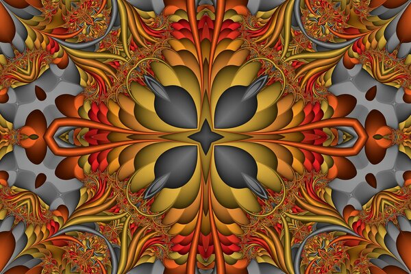 Symmetrical pattern in gray-red-red tones abstraction