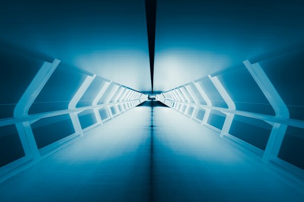 Blue light in an endless tunnel