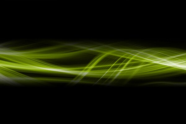 Abstract green lines on a black background