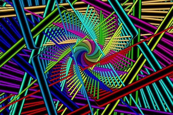 Disegno astratto linee volumetriche contorto in una spirale